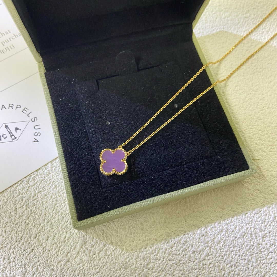 [Pearl Jewelrys]CLOVER 15MM  PURPLE VIOLET NECKLACE