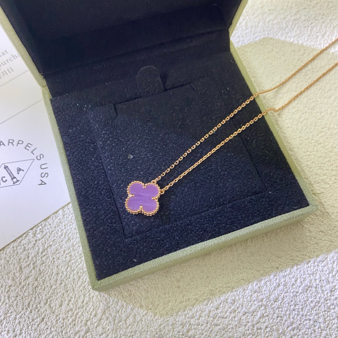 [Pearl Jewelrys]CLOVER 15MM  PURPLE VIOLET NECKLACE