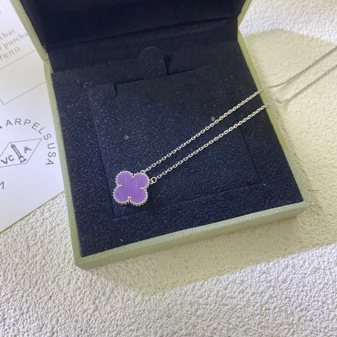 [Pearl Jewelrys]CLOVER 15MM  PURPLE VIOLET NECKLACE