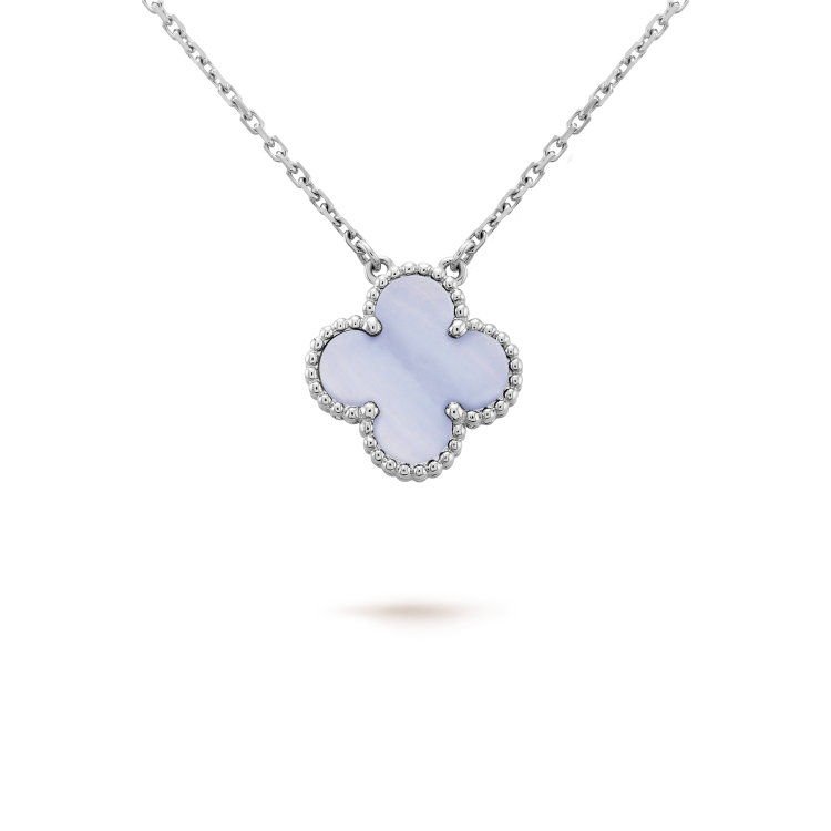 [Pearl Jewelrys]CLOVER 15MM BLUE CHALCEDONY NECKLACE SILVER