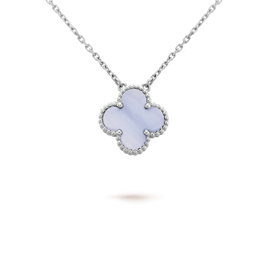[Pearl Jewelrys]CLOVER 15MM BLUE CHALCEDONY NECKLACE SILVER