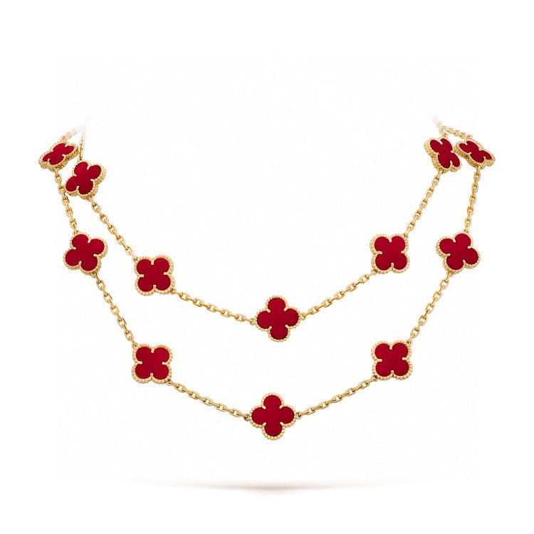 [Pearl Jewelrys]CLOVER 20 MOTIFS CARNELIAN NECKLACE