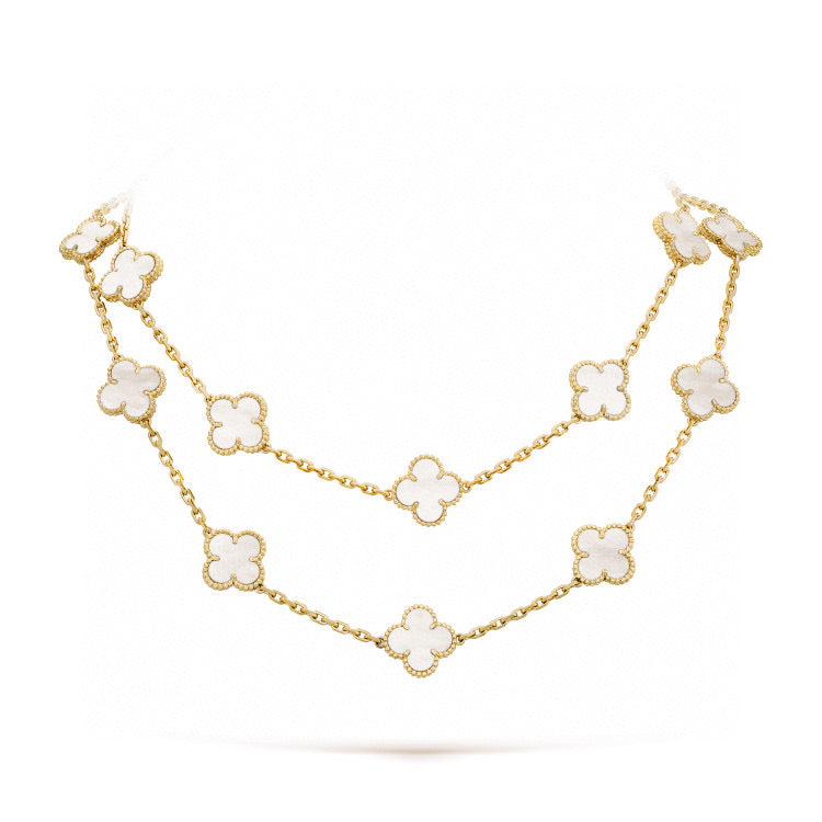 [Pearl Jewelrys]CLOVER 20 MOTIFS WHITE MOP NECKLACE