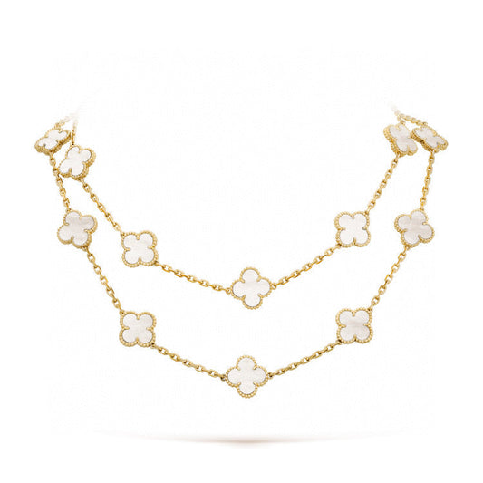 [Pearl Jewelrys]CLOVER 20 MOTIFS WHITE MOP NECKLACE