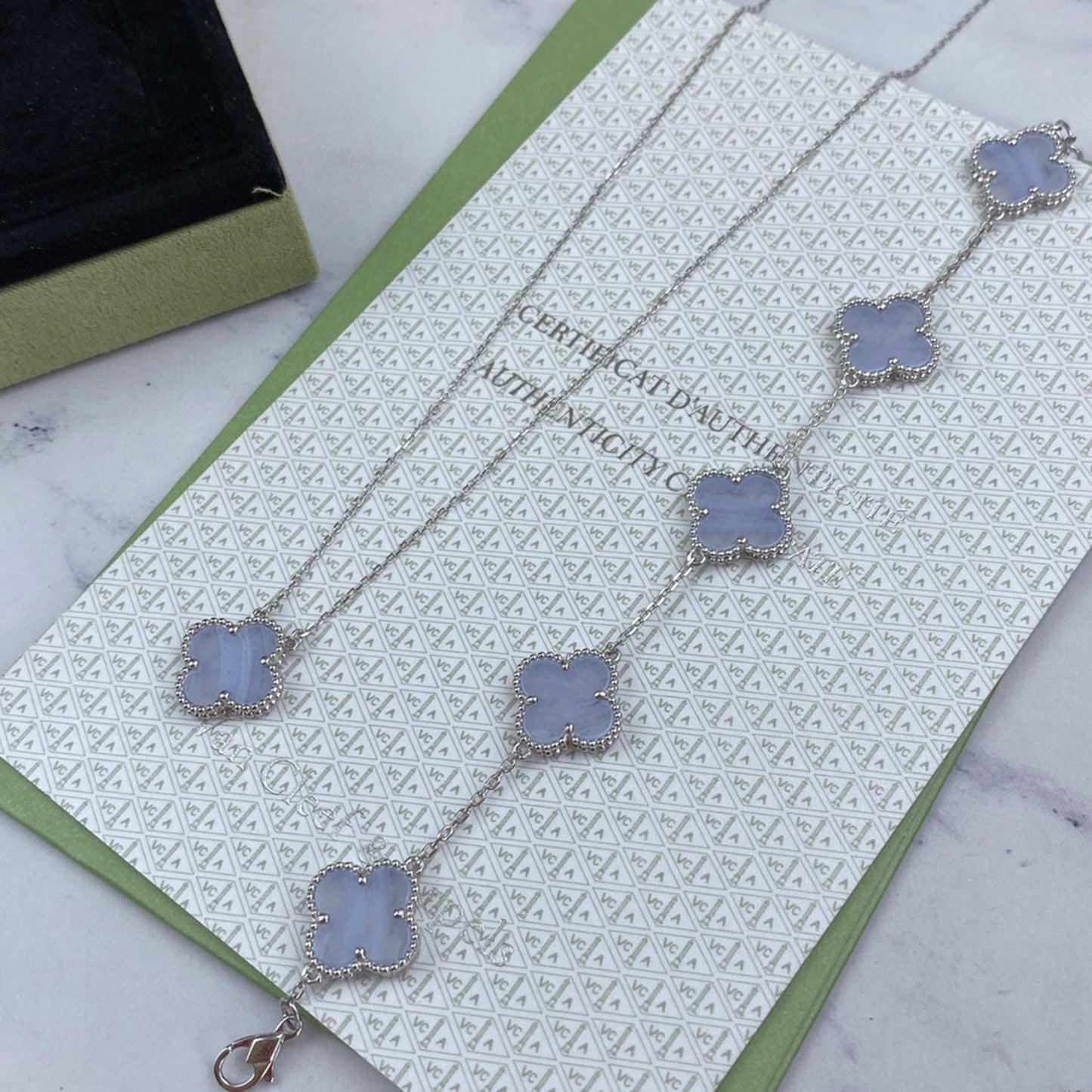 [Pearl Jewelrys]CLOVER  5 MOTIF PURPLE CHALCEDONY BRACELET SILVER