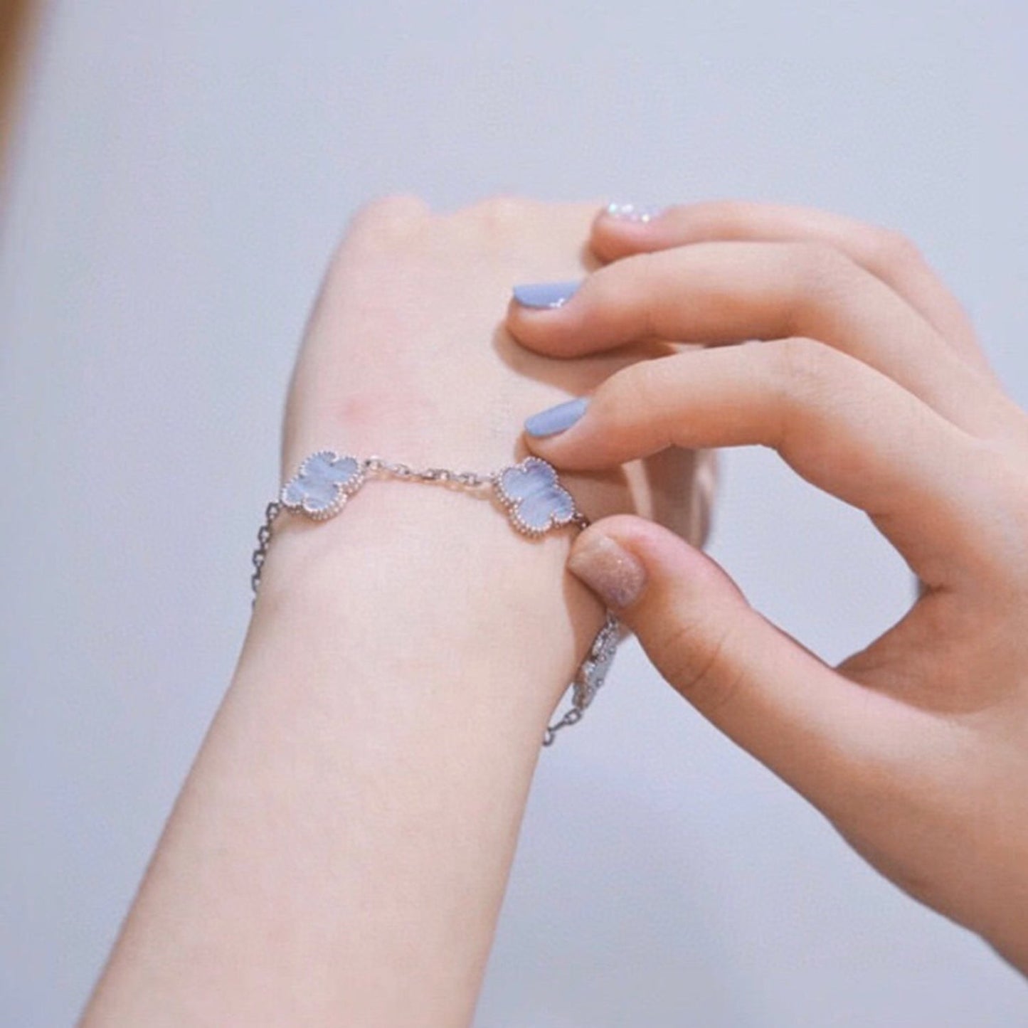 [Pearl Jewelrys]CLOVER  5 MOTIF PURPLE CHALCEDONY BRACELET SILVER