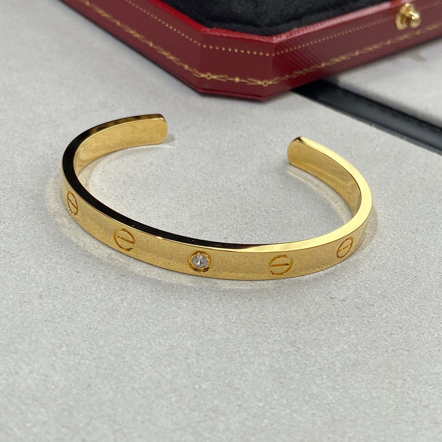 [Pearl Jewelrys]LOVE BRACELET 6.1MM 1 DIAMOND OPEN CUFF