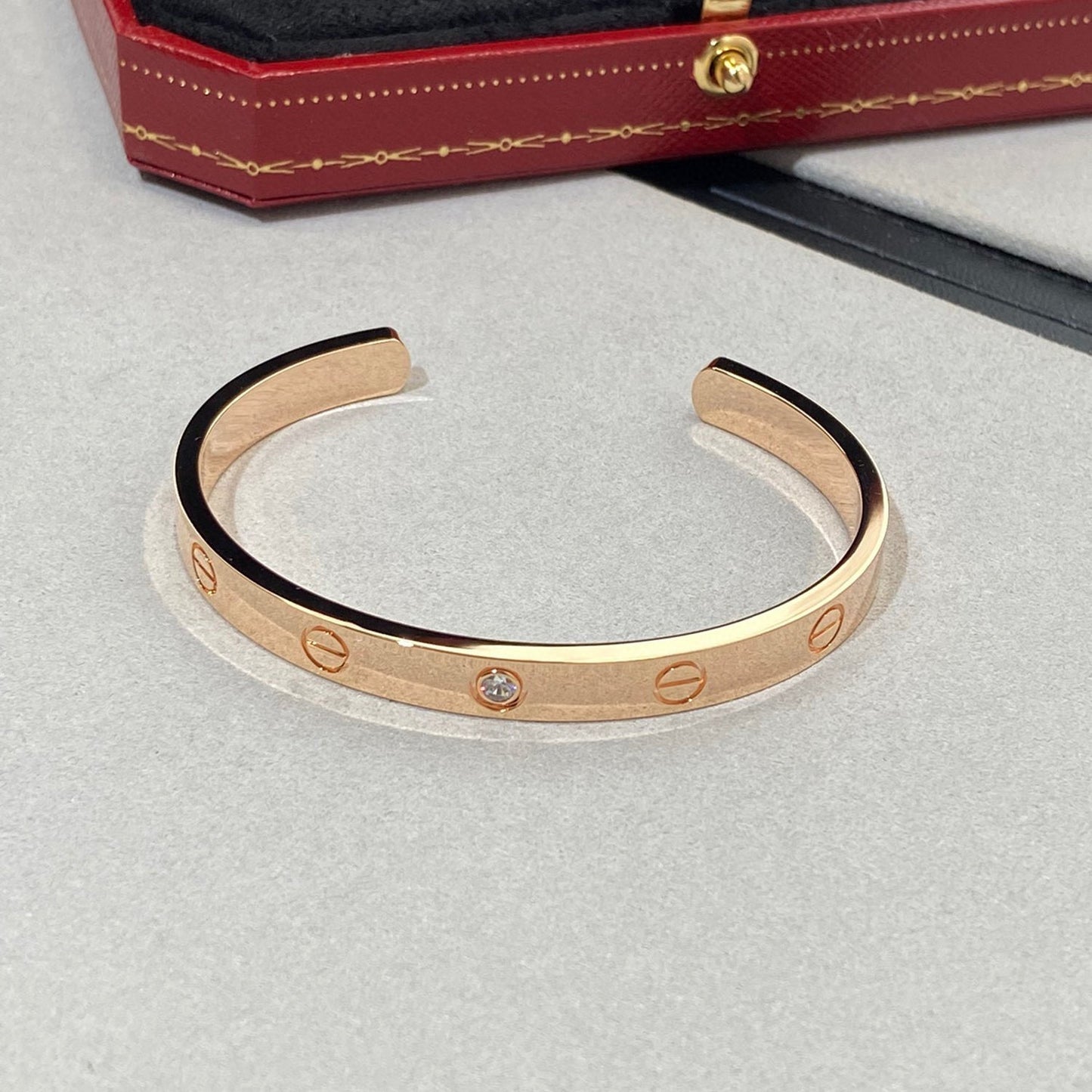 [Pearl Jewelrys]LOVE BRACELET 6.1MM 1 DIAMOND OPEN CUFF