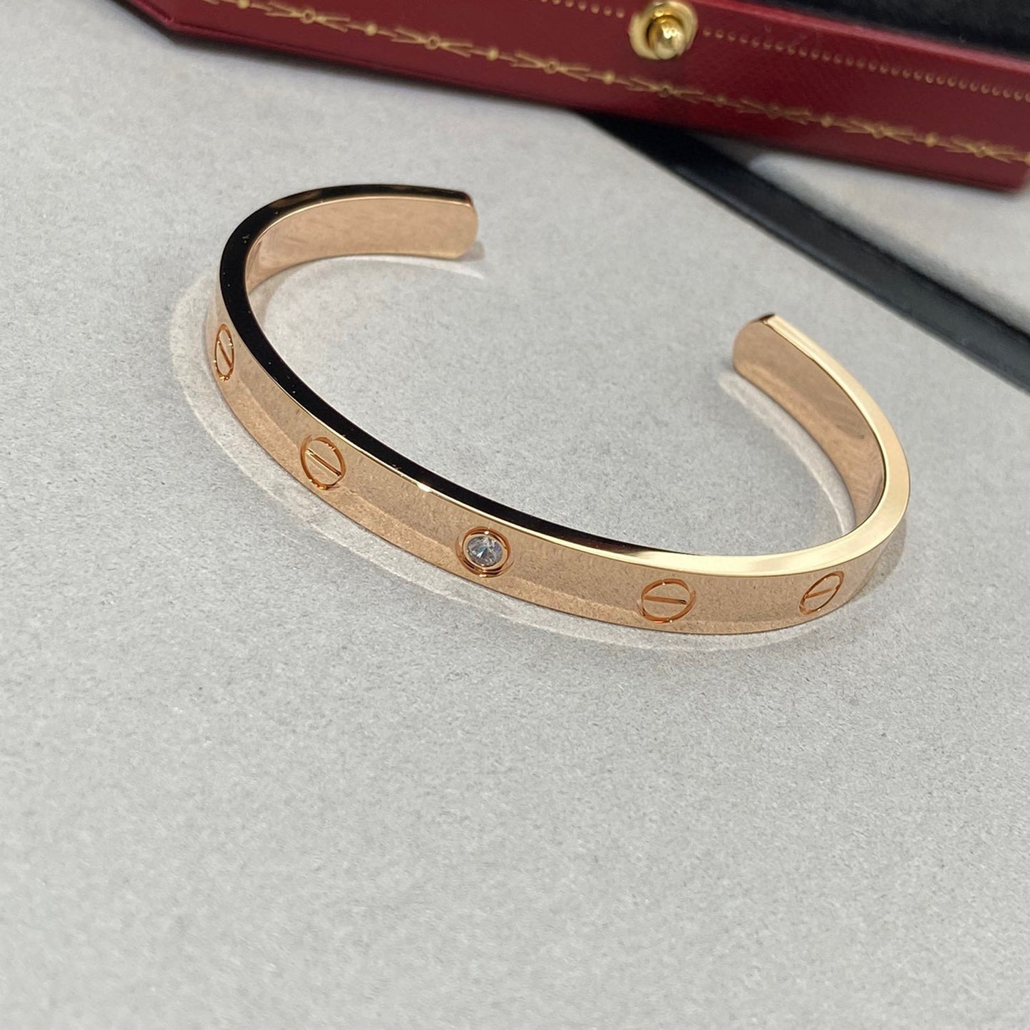 [Pearl Jewelrys]LOVE BRACELET 6.1MM 1 DIAMOND OPEN CUFF