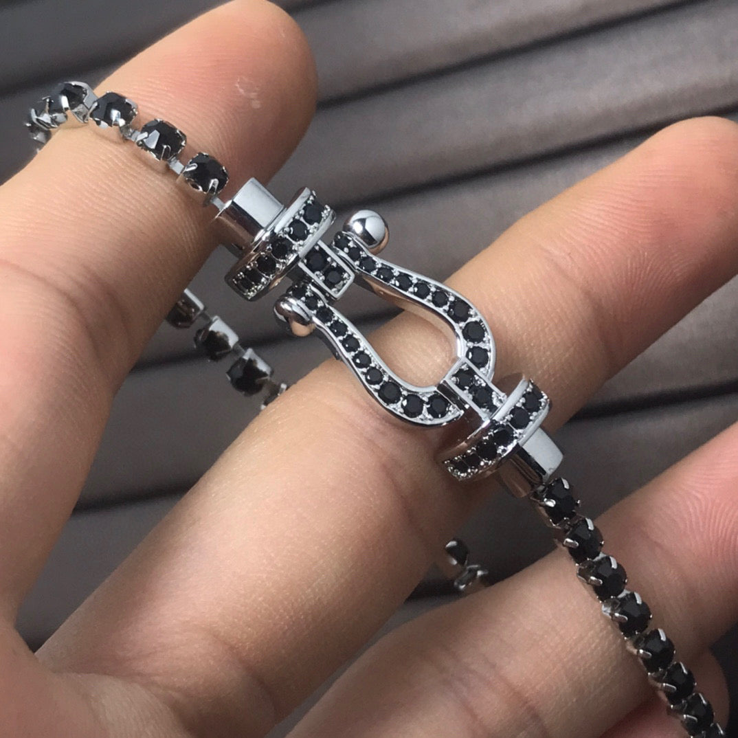 [Pearl Jewelrys]FORCE  LARGE HORSESHOE FULL DIAMOND TENNIS BRACELET