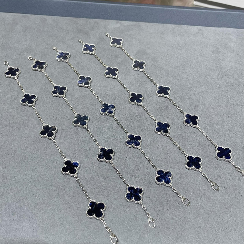 [Pearl Jewelrys]CLOVER 5 MOTIF PIETERSITE SILVER BRACELET