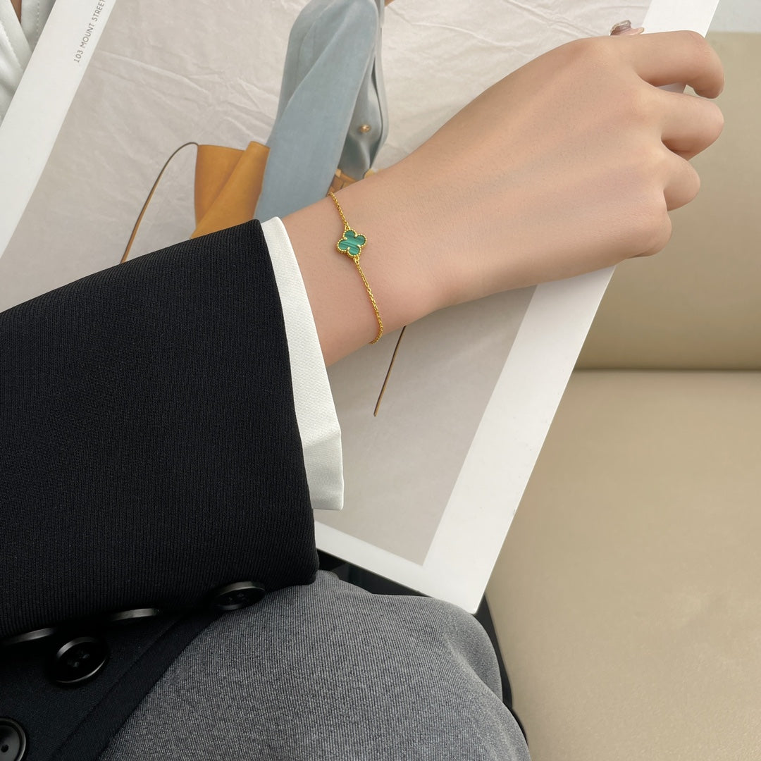 [Pearl Jewelrys]CLOVER BRACELET MALACHITE 1 MOTIF