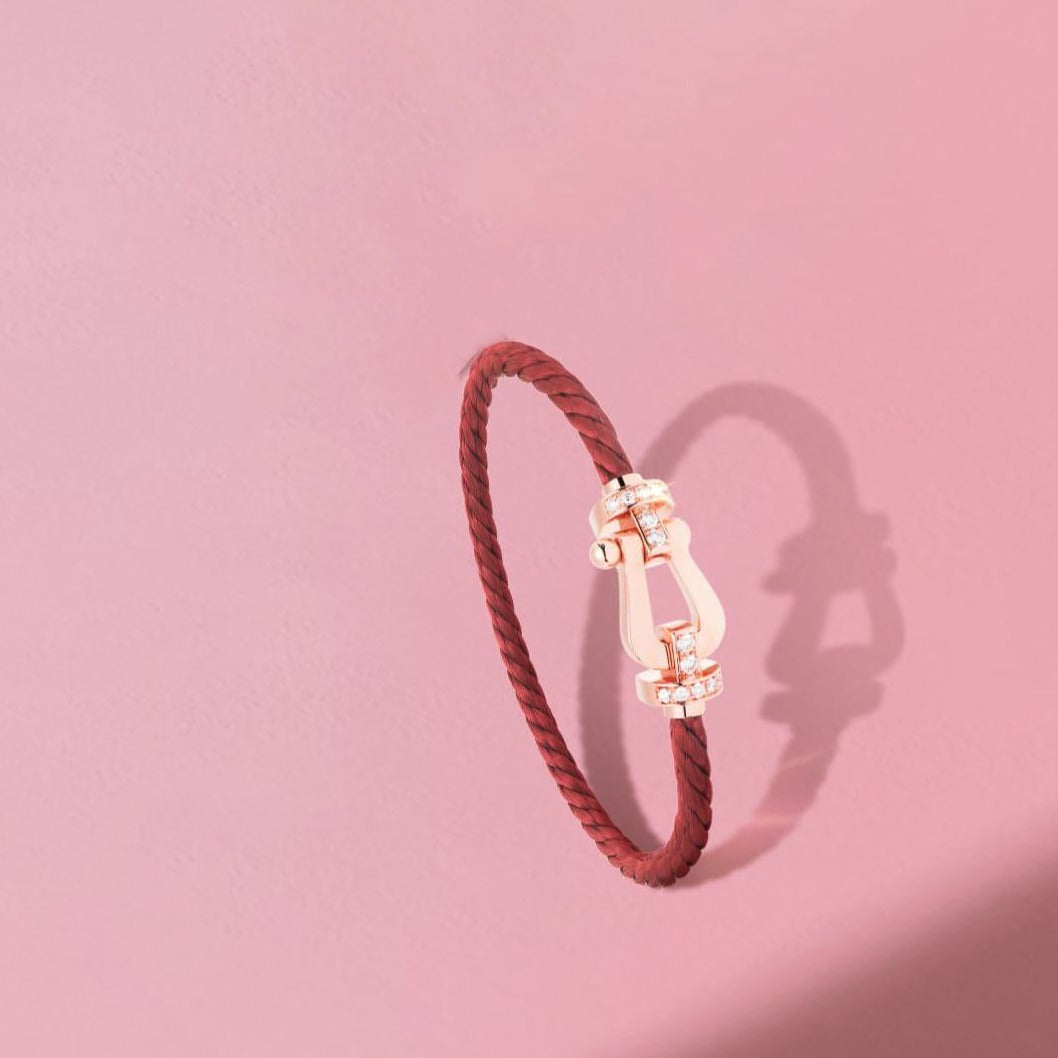 [Pearl Jewelrys]FORCE 10 HALF DIAMOND PINK GOLD RED CORDERI LARGE AND MEDIUM MODEL