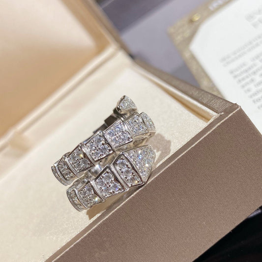 [Pearl Jewelrys]SERPENTI DOUBLE RING SILVER DIAMOND PAVED