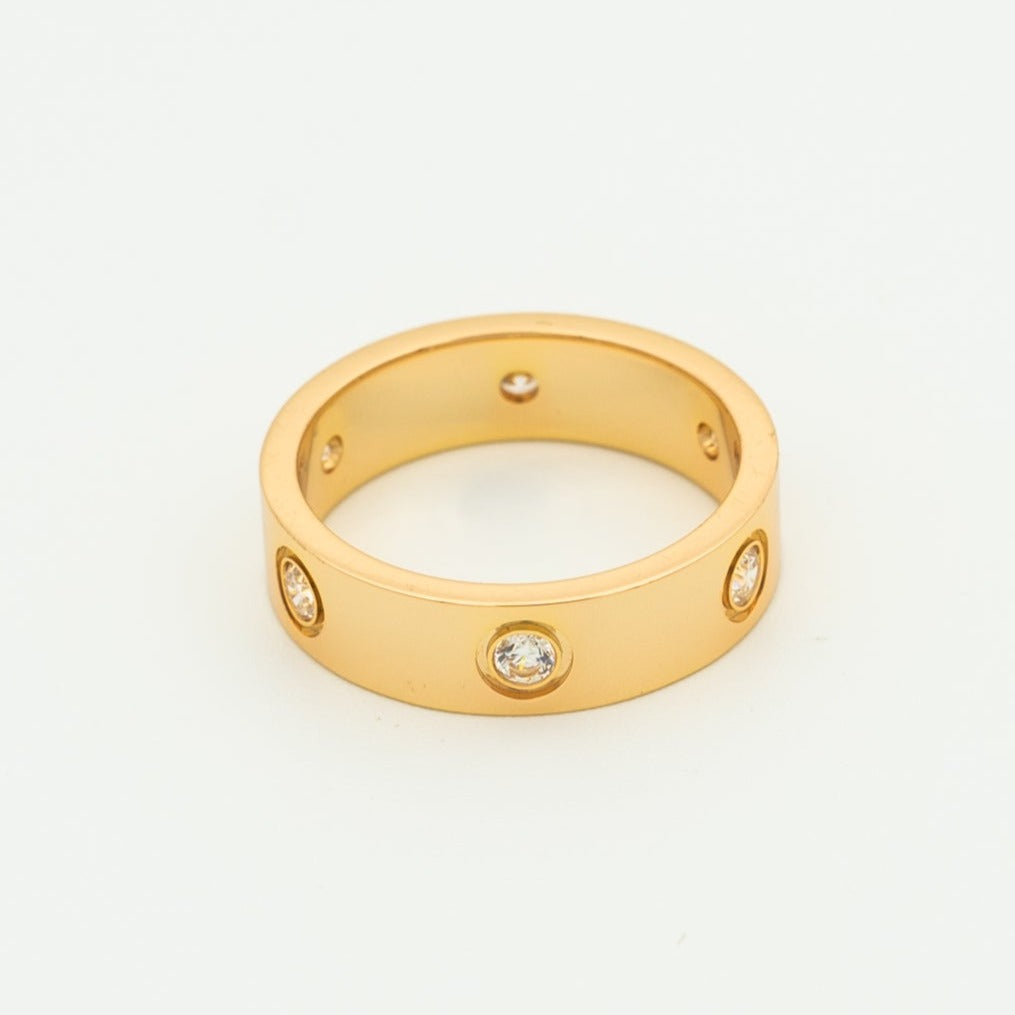 [Pearl Jewelrys]LOVE RING 5.5MM 6 DIAMONDS PINK GOLD