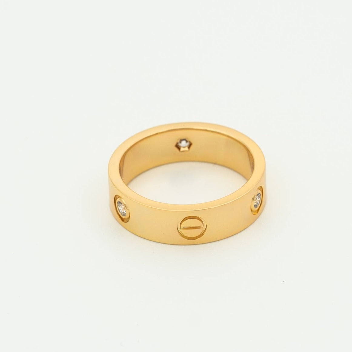 [Pearl Jewelrys]LOVE RING 5.5MM 3 DIAMONDS PINK GOLD