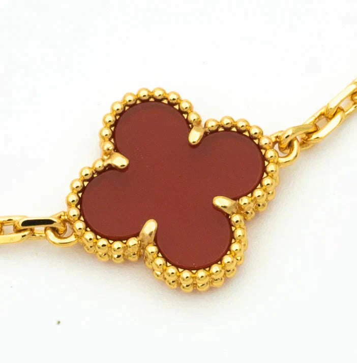 [Pearl Jewelrys]CLOVER  5 MOTIFS CARNELIAN GOLD BRACELET