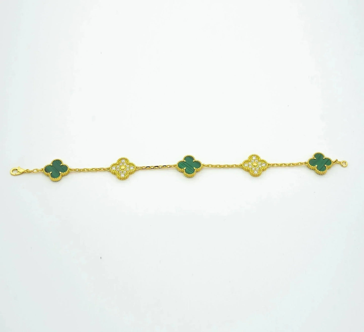 [Pearl Jewelrys]CLOVER  5 MOTIF MALACHITE DIAMOND BRACELET