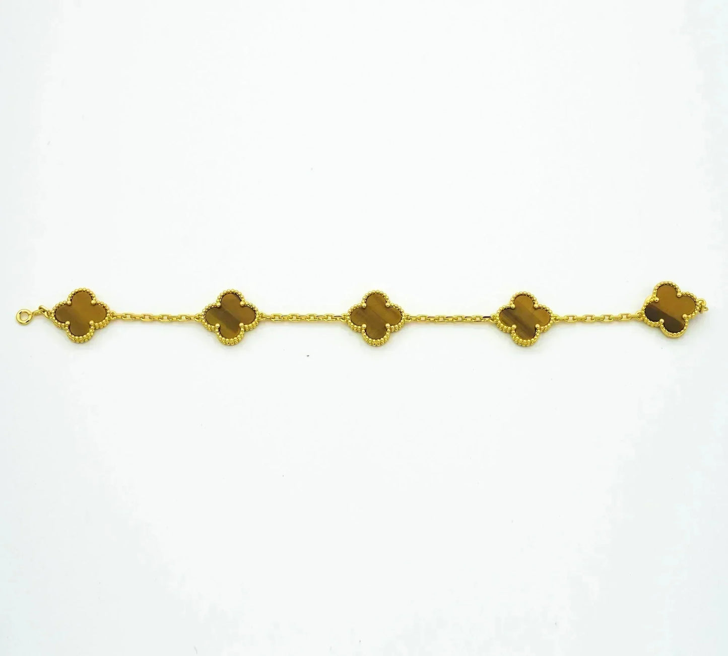 [Pearl Jewelrys]CLOVER  5 MOTIFS TIGER EYE BRACELET