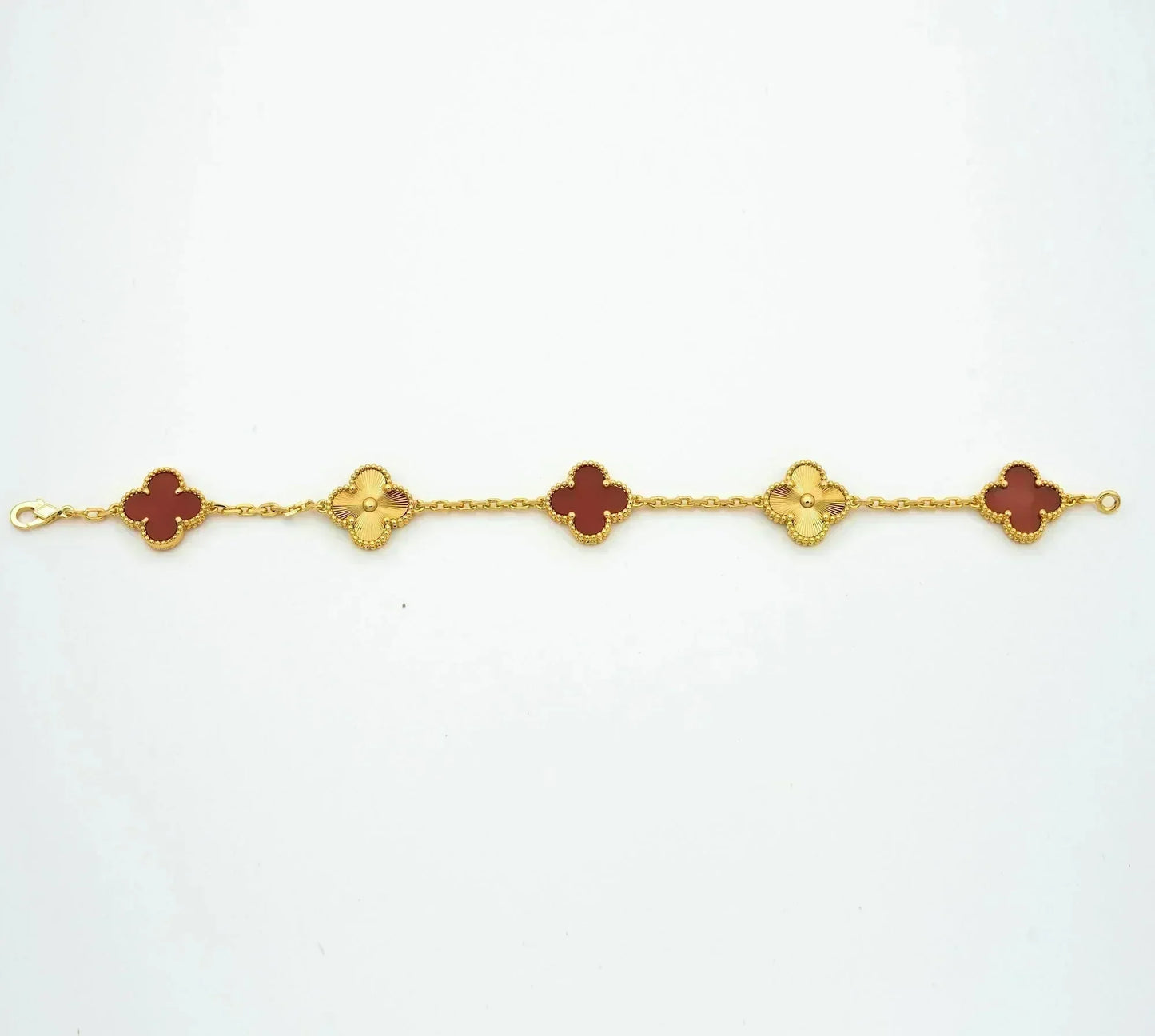 [Pearl Jewelrys]CLOVER  5 MOTIFS CARNELIAN GOLD BRACELET