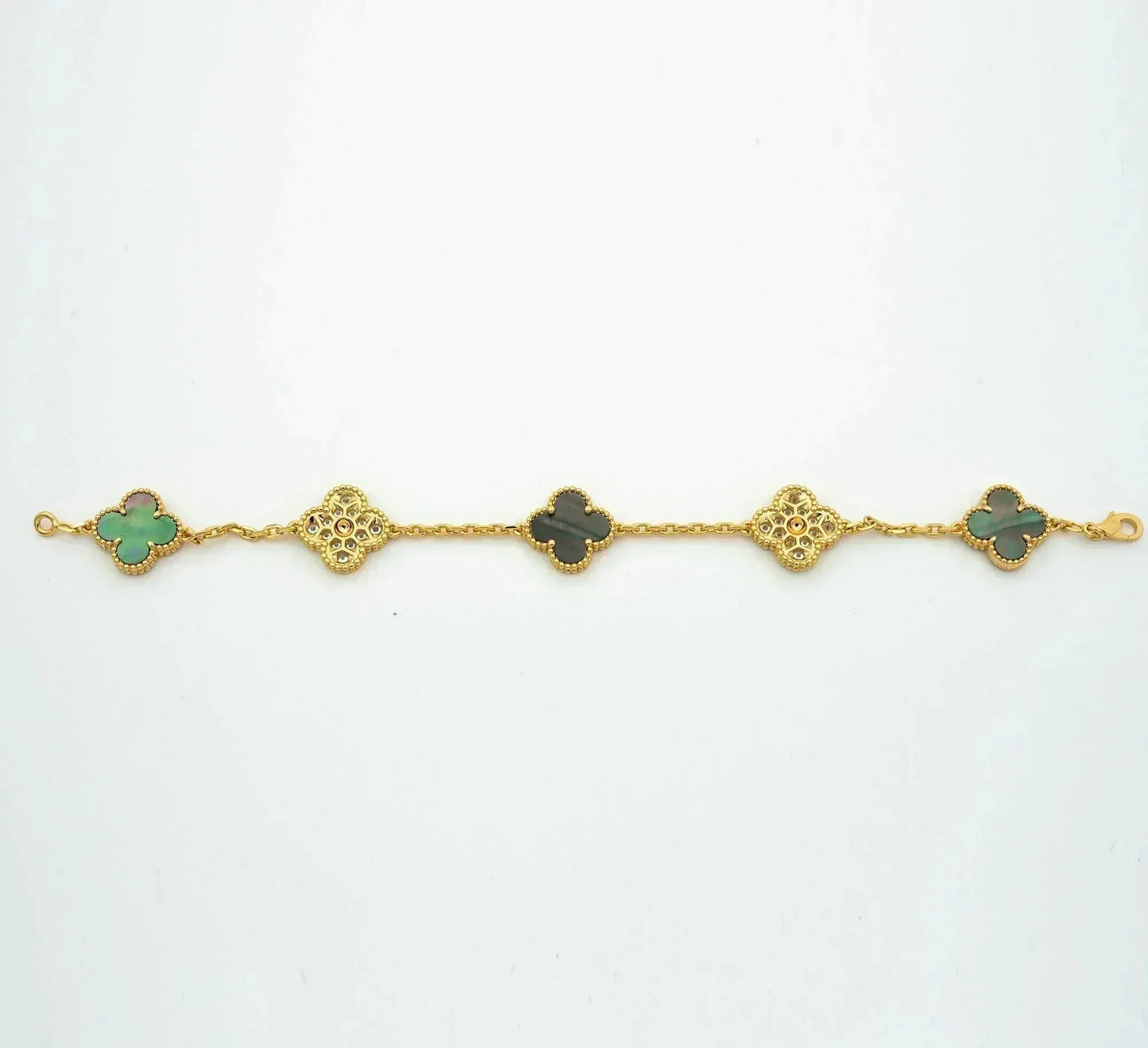 [Pearl Jewelrys]CLOVER 5 MOTIF GRAY MOP DIAMOND BRACELET