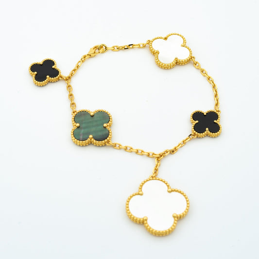 [Pearl Jewelrys]CLOVER BRACELET 5 MOTIFS ONYX MOP