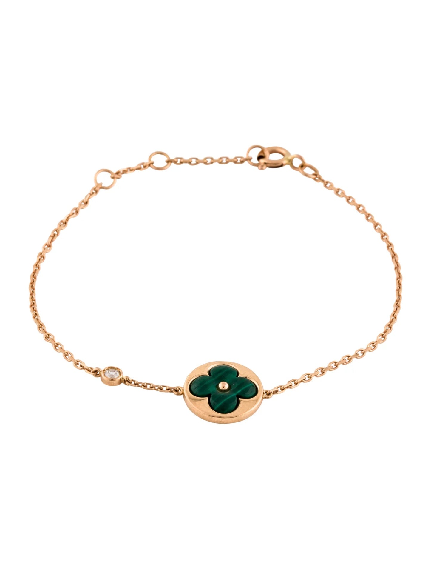 [Pearl Jewelrys]SUN MALACHITE 1 DIAMOND PINK GOLD BRACELET