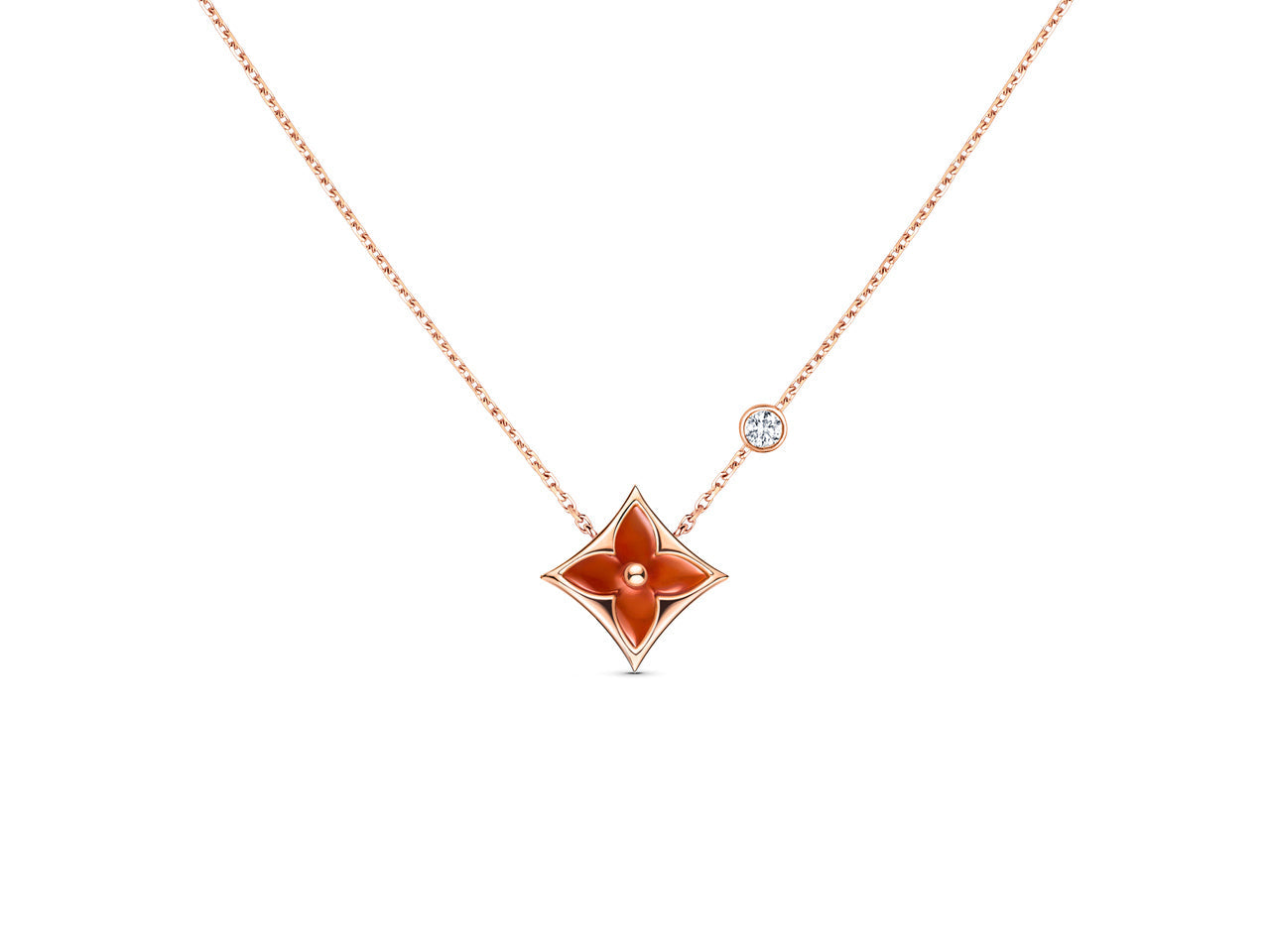 [Pearl Jewelrys]STAR NECKLACE PINK GOLD 1 DIAMOND