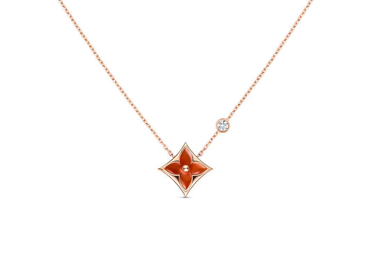 [Pearl Jewelrys]STAR NECKLACE PINK GOLD 1 DIAMOND