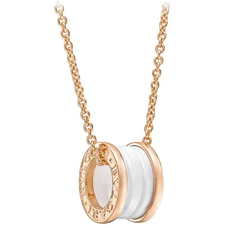 [Pearl Jewelrys]ZERO 1 WHITE CERAMIC PINK GOLD DIAMOND NECKLACE