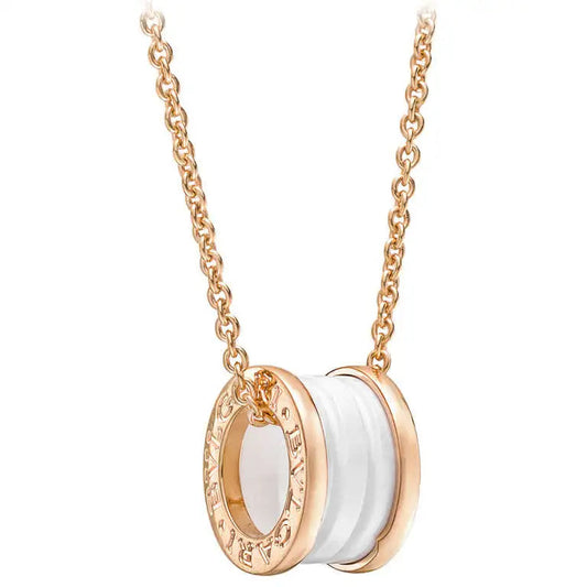 [Pearl Jewelrys]ZERO 1 WHITE CERAMIC PINK GOLD DIAMOND NECKLACE