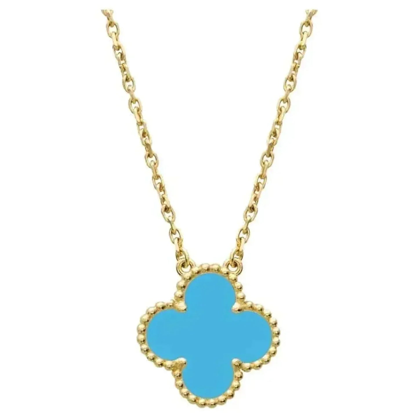 [Pearl Jewelrys]CLOVER 15MM VINTAGE TURQUOISE NECKLACE
