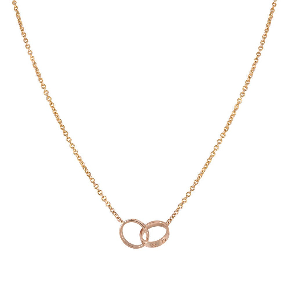[Pearl Jewelrys]LOVE NECKLACE DOUBLE RING PINK GOLD