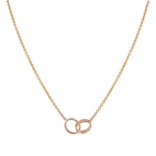 [Pearl Jewelrys]LOVE NECKLACE DOUBLE RING PINK GOLD