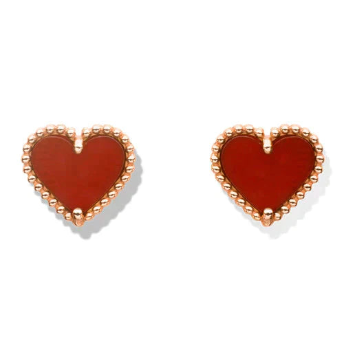 [Pearl Jewelrys]HEART CARNELIAN STUD EARRINGS