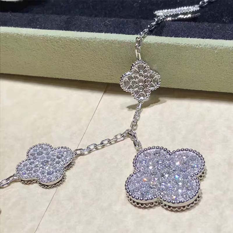 [Pearl Jewelrys]CLOVER 6 MOTIFS SILVER DIAMOND BRACELET