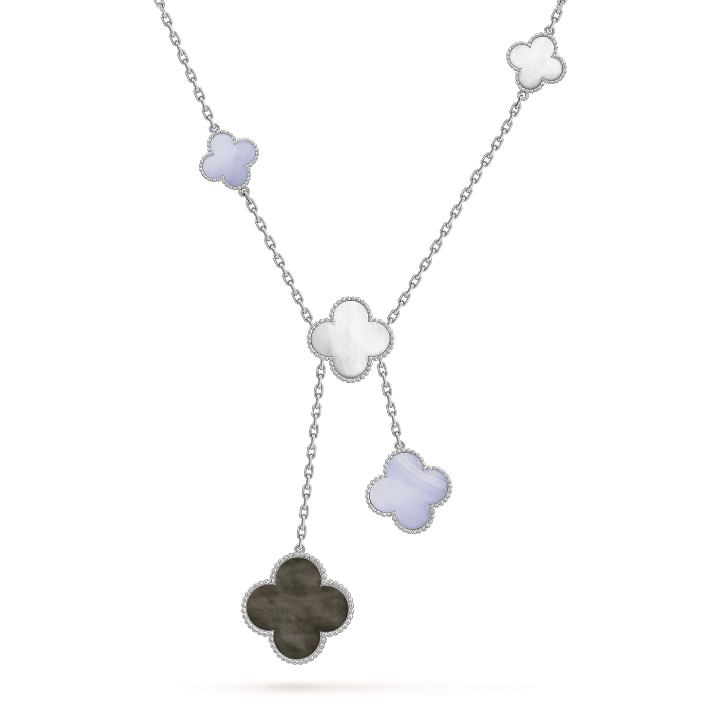 [Pearl Jewelrys]CLOVER MOP CHALCEDONY NECKLACE SILVER 6 MOTIF