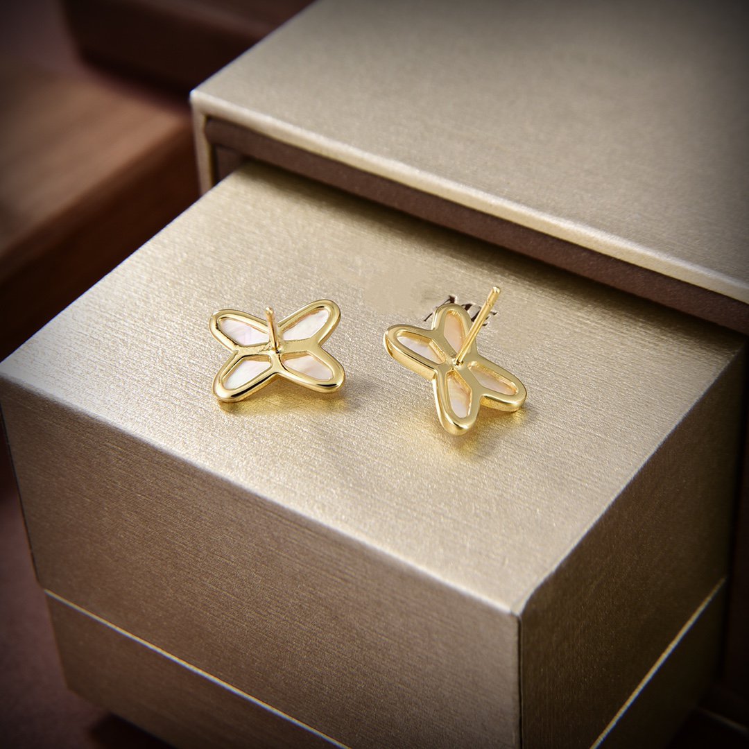 [Pearl Jewelrys]JEUX DE WHITE MOP GOLD DIAMOND EARRINGS