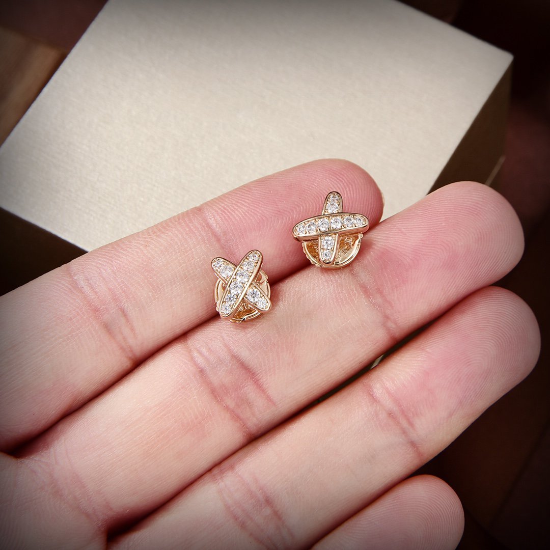 [Pearl Jewelrys]JEUX DE GOLD DIAMOND EARRINGS