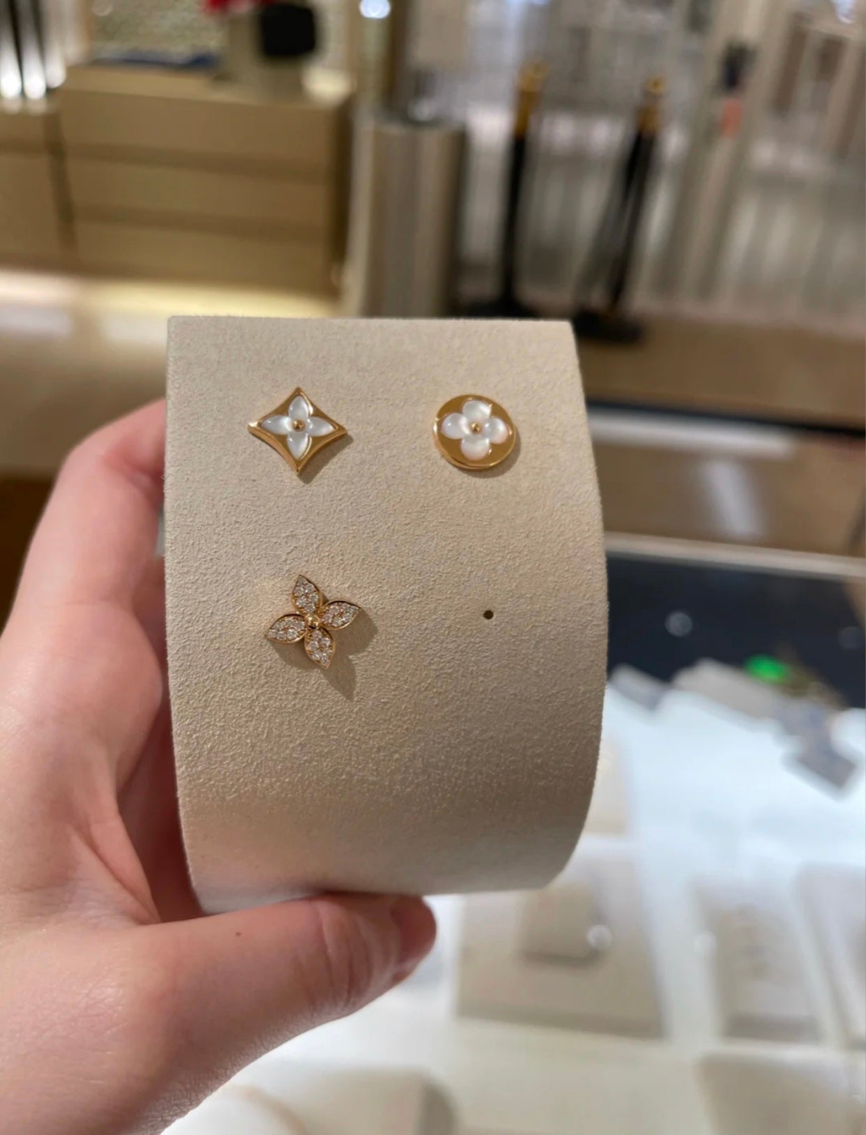 [Pearl Jewelrys]STAR BLOSSOM STUD EARRINGS PINK GOLD DIAMONDS