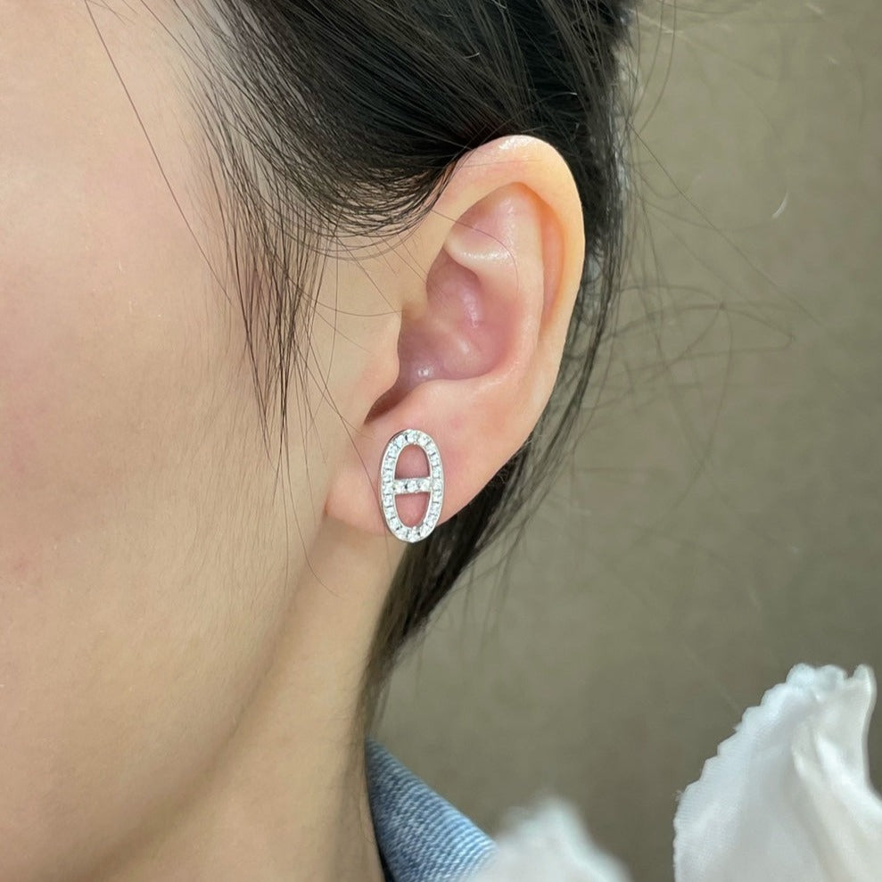 [Pearl Jewelrys]HM FULL DIAMOND PIG NOSE STUD EARRINGS