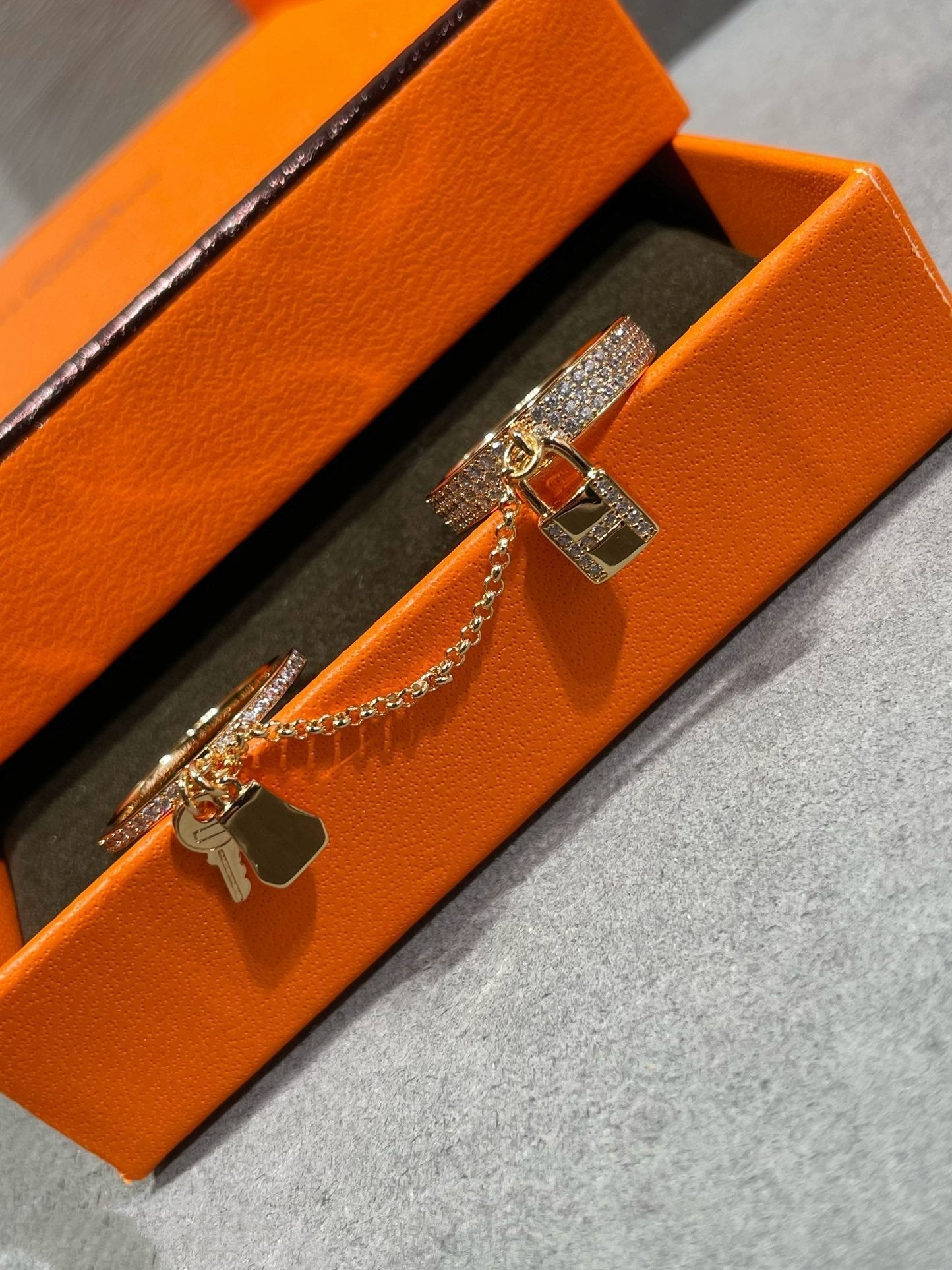 [Pearl Jewelrys]HM KELLY CLOCHETTE DOUBLE RING IN  WITH DIAMONDS