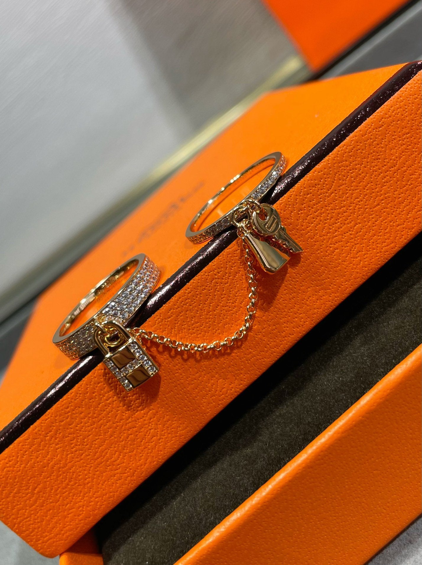 [Pearl Jewelrys]HM KELLY CLOCHETTE DOUBLE RING IN  WITH DIAMONDS