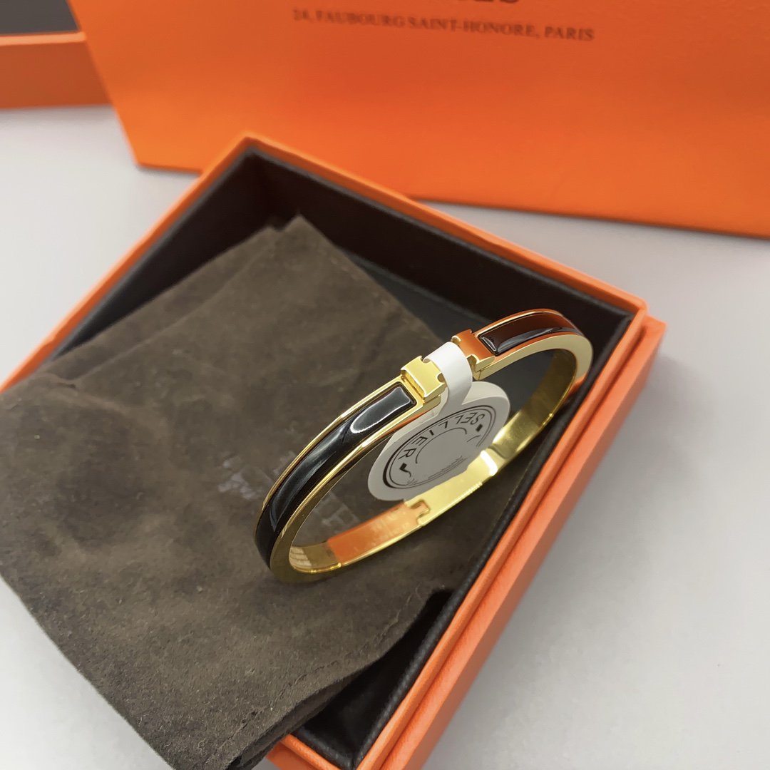 [Pearl Jewelrys]CLASSIC HM CLIC BLACK 8MM ENAMEL BRACELET