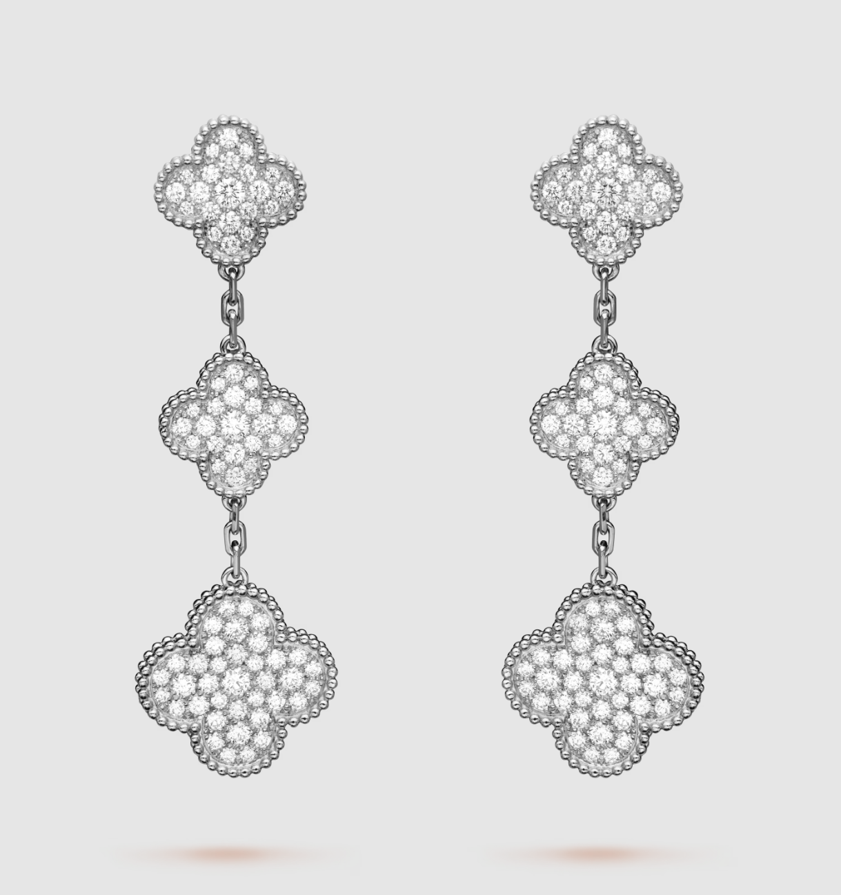 [Pearl Jewelrys]CLOVER 3 MOTIF DIAMOND SILVER DROP EARRINGS