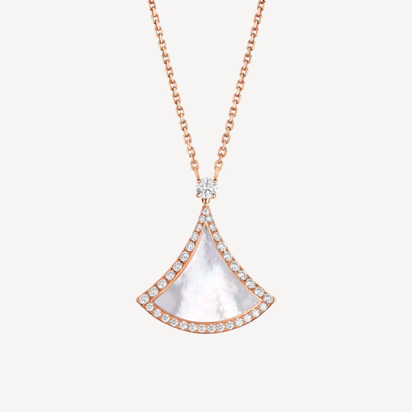 [Pearl Jewelrys]DREAM MOP DIAMOND PAVED PINK GOLD NECKLACE