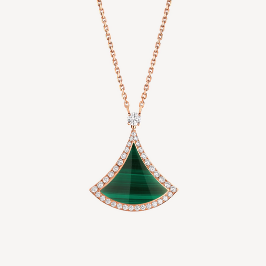 [Pearl Jewelrys]DREAM MALACHITE DIAMOND PAVED PINK GOLD NECKLACE