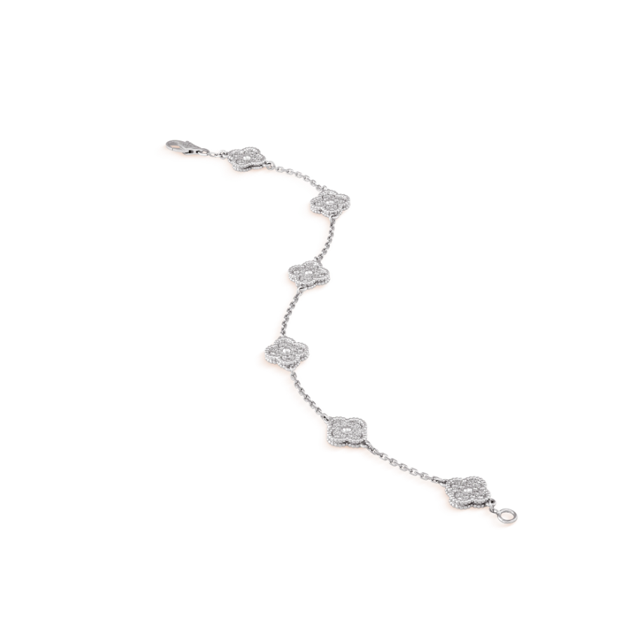 [Pearl Jewelrys]CLOVER 6 MOTIF SILVER DIAMOND BRACELET