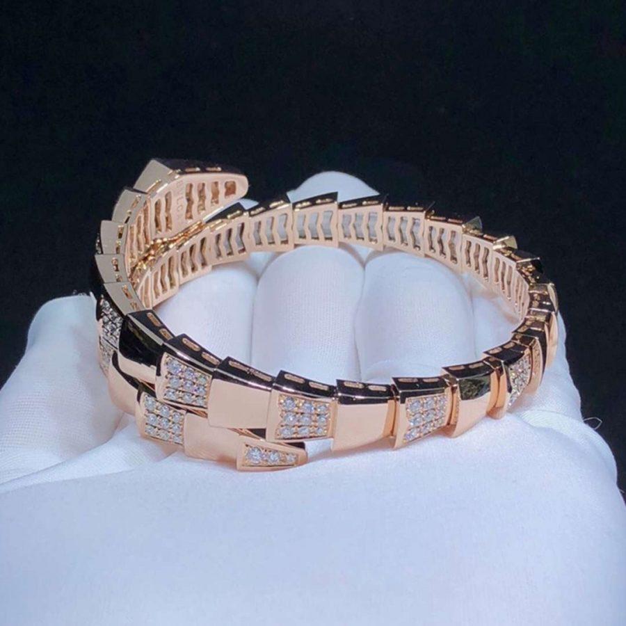 [Pearl Jewelrys]SERPENTI WIDE BRACELET PINK GOLD DIAMOND