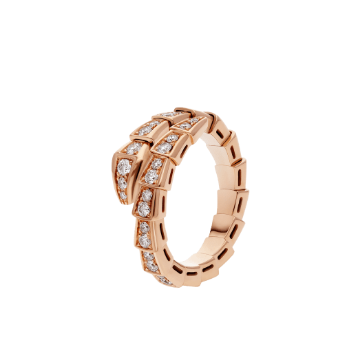 [Pearl Jewelrys]SERPENTI RING PINK GOLD DIAMOND PAVED 4MM